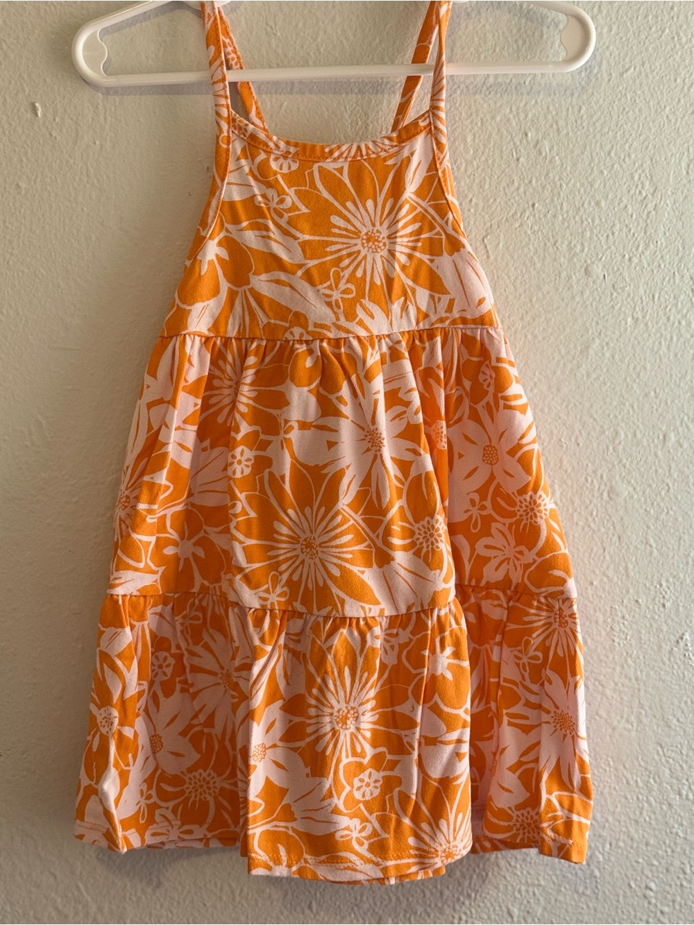 Cat & Jack Orange and White Floral Tiered Sundress